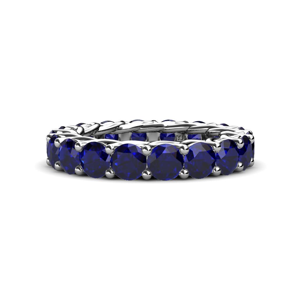 Lucida 4.00 mm Round Blue Sapphire U Prong Eternity Band 