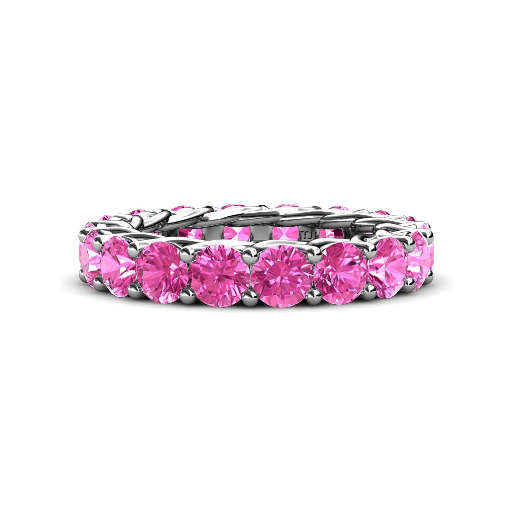 Lucida 4.00 mm Round Pink Sapphire U Prong Eternity Band 