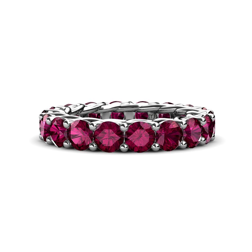 Lucida 4.00 mm Round Rhodolite Garnet U Prong Eternity Band 