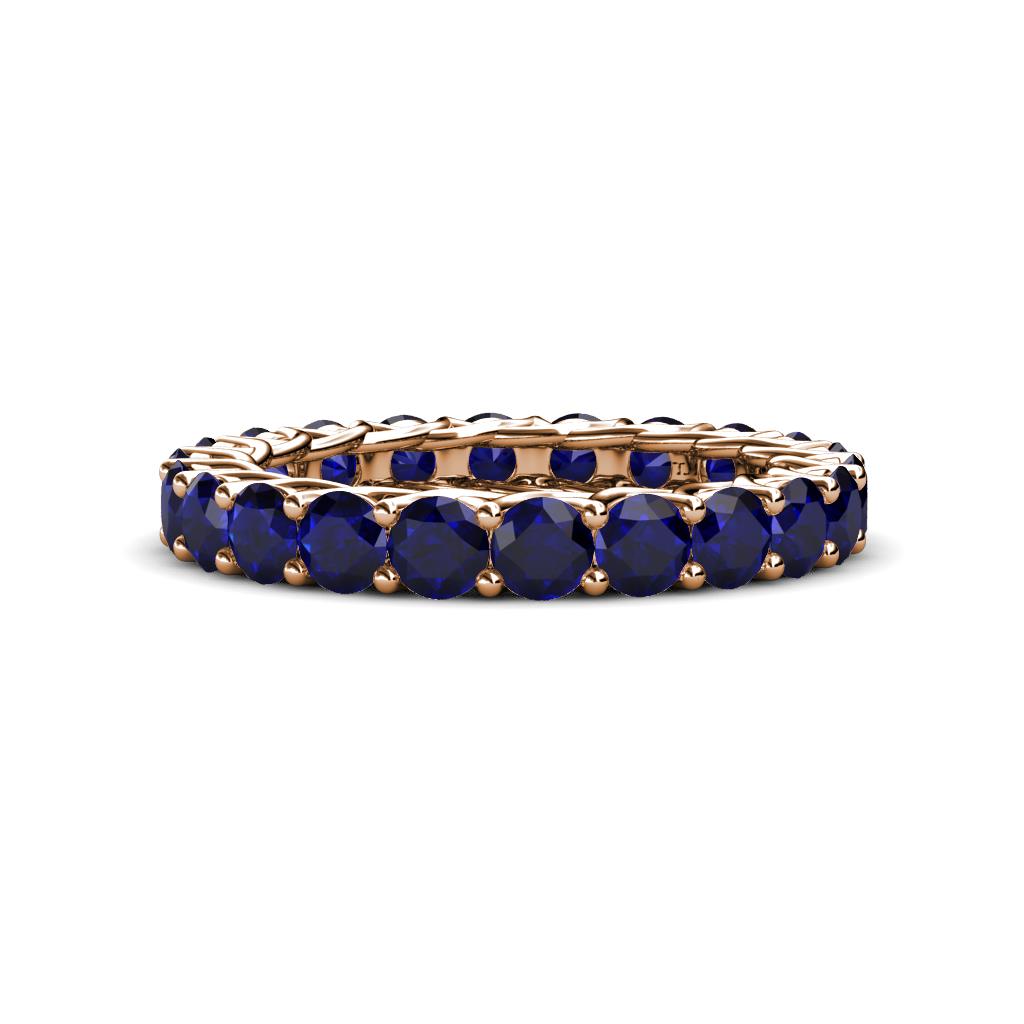 Lucida 3.40 mm Round Blue Sapphire U Prong Eternity Band 