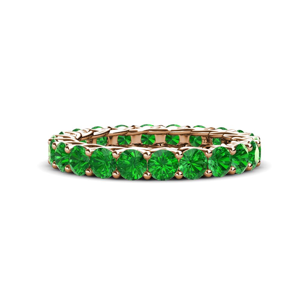 Lucida 3.40 mm Round Green Garnet U Prong Eternity Band 