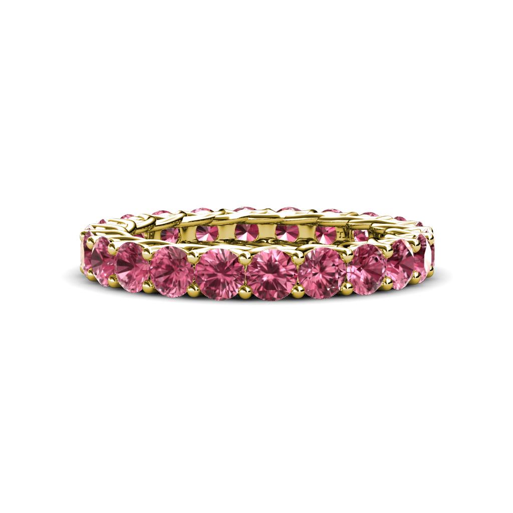 Lucida 3.40 mm Round Pink Tourmaline U Prong Eternity Band 
