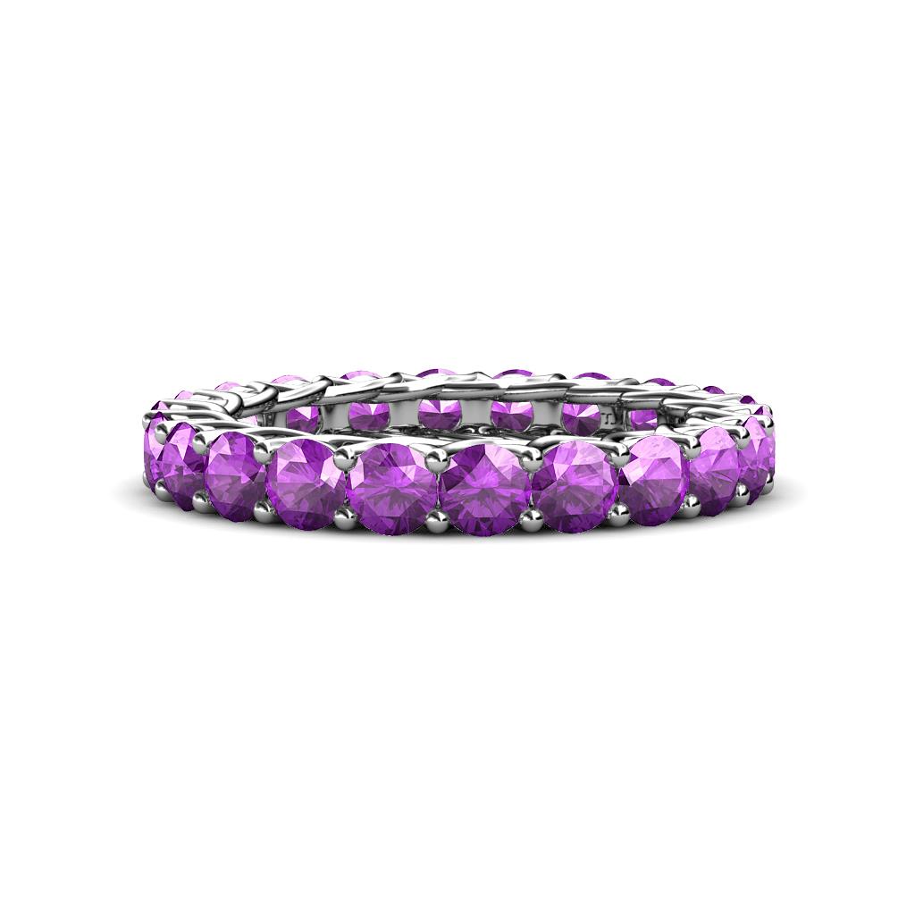 Lucida 3.40 mm Round Amethyst U Prong Eternity Band 