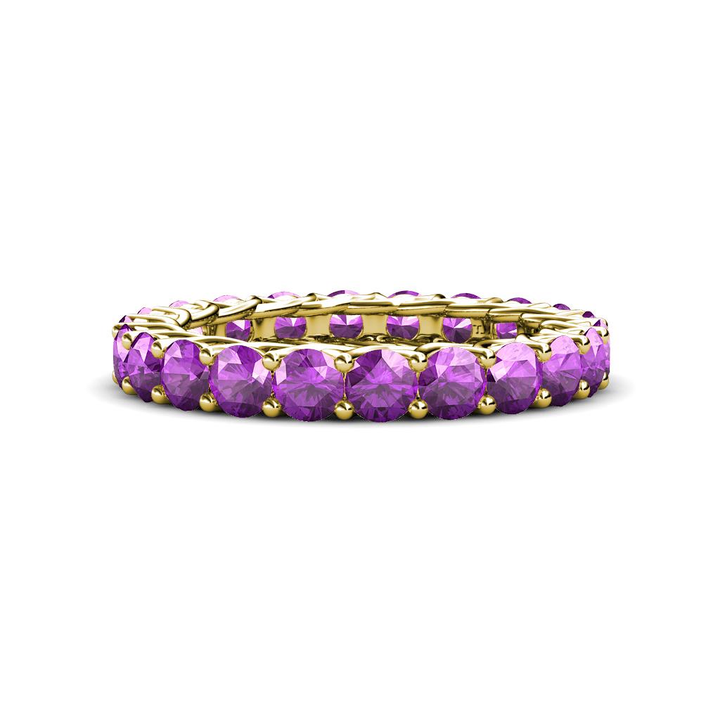 Lucida 3.40 mm Round Amethyst U Prong Eternity Band 