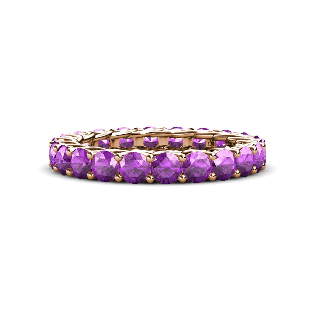 Lucida 3.40 mm Round Amethyst U Prong Eternity Band 
