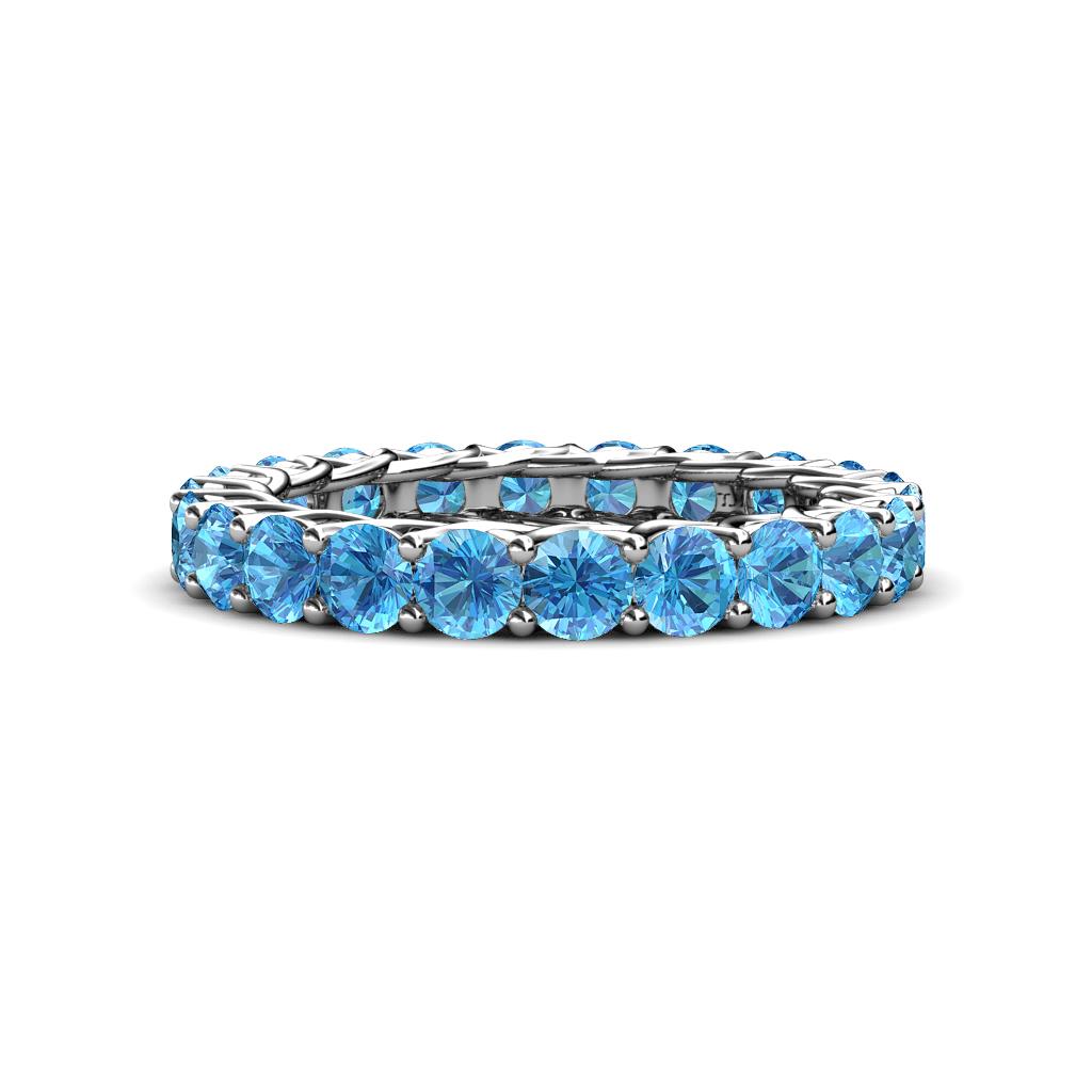 Lucida 3.40 mm Round Blue Topaz U Prong Eternity Band 
