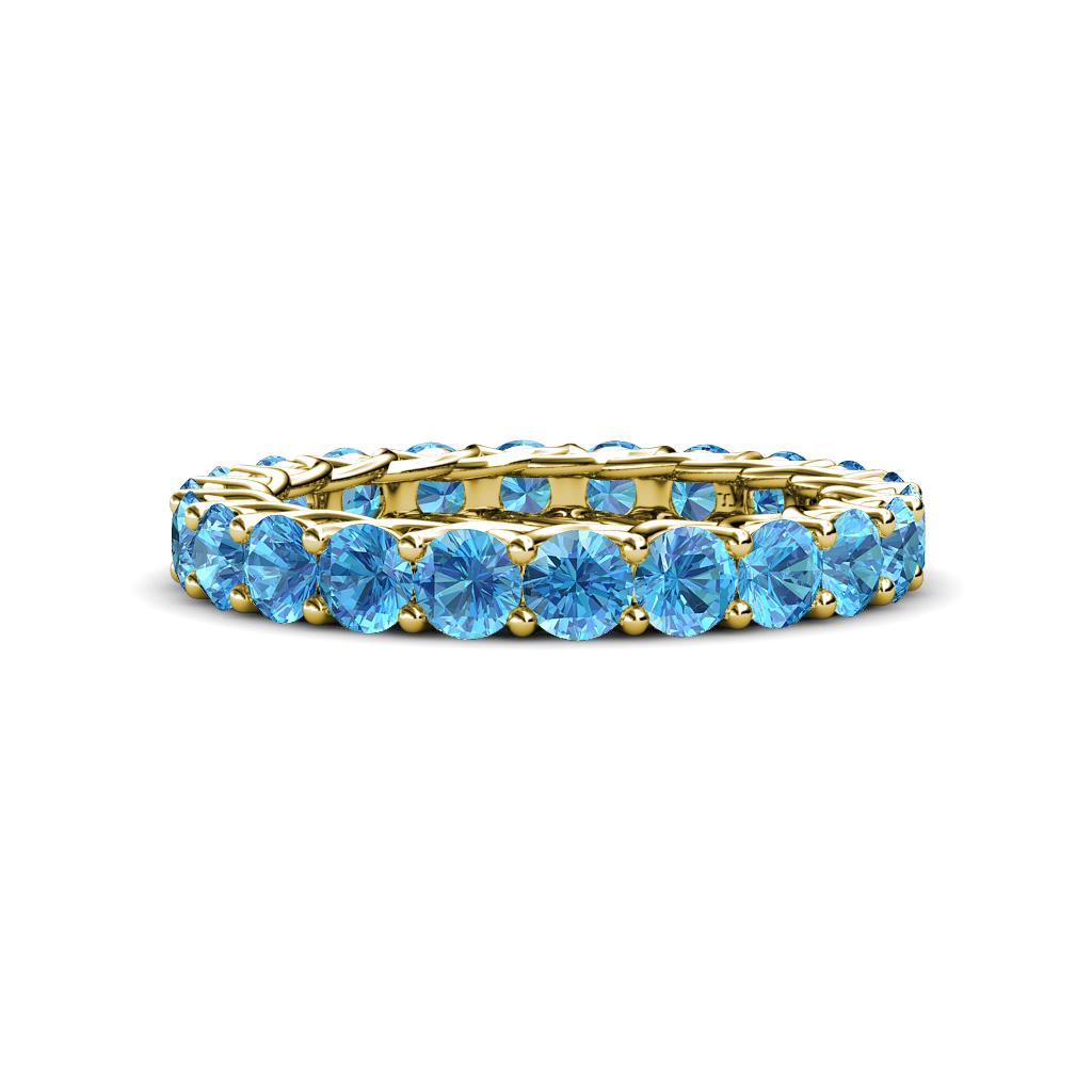 Lucida 3.40 mm Round Blue Topaz U Prong Eternity Band 