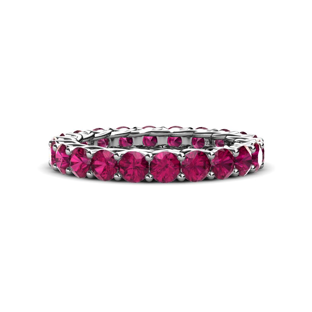 Lucida 3.40 mm Round Rhodolite Garnet U Prong Eternity Band 