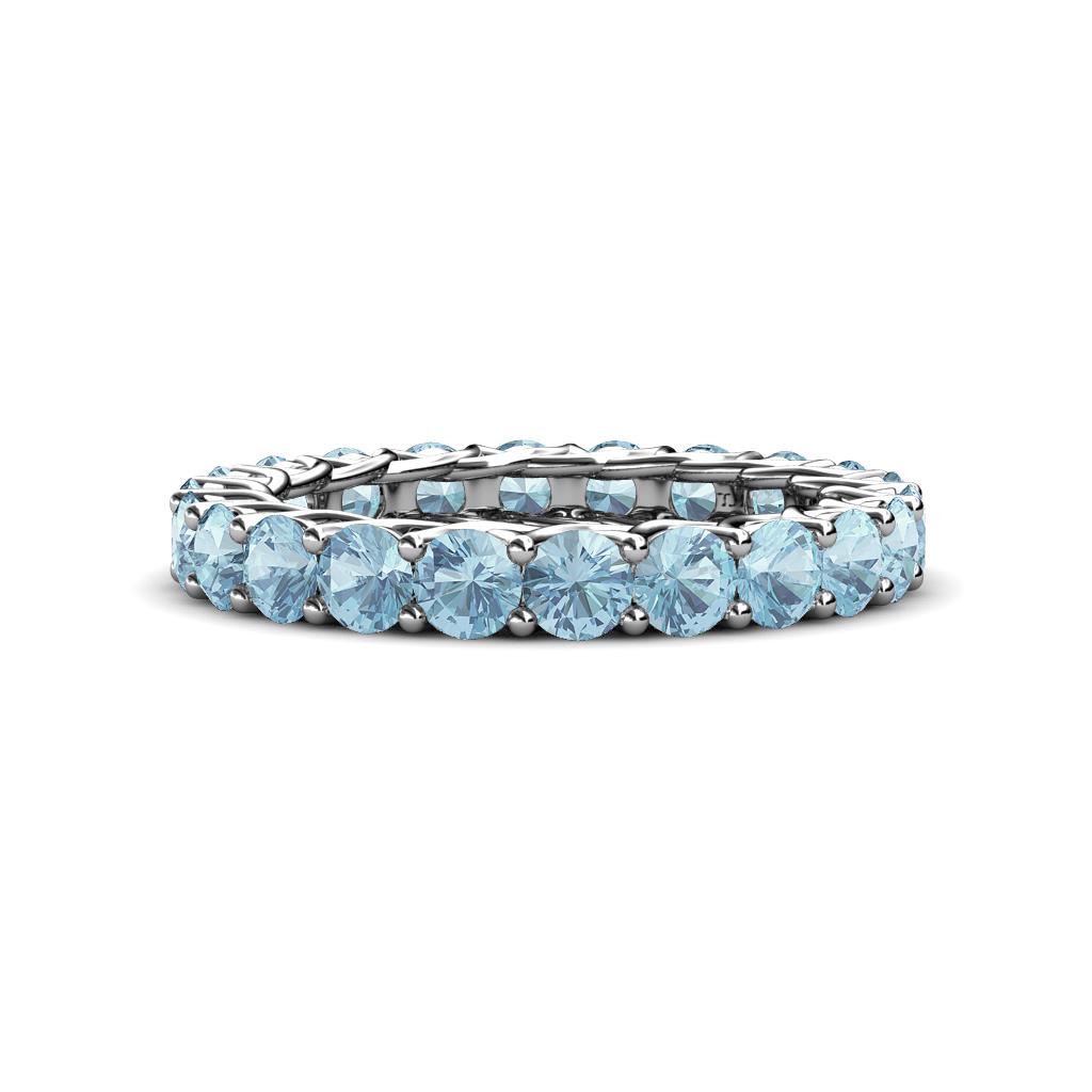Lucida 3.40 mm Round Aquamarine U Prong Eternity Band 