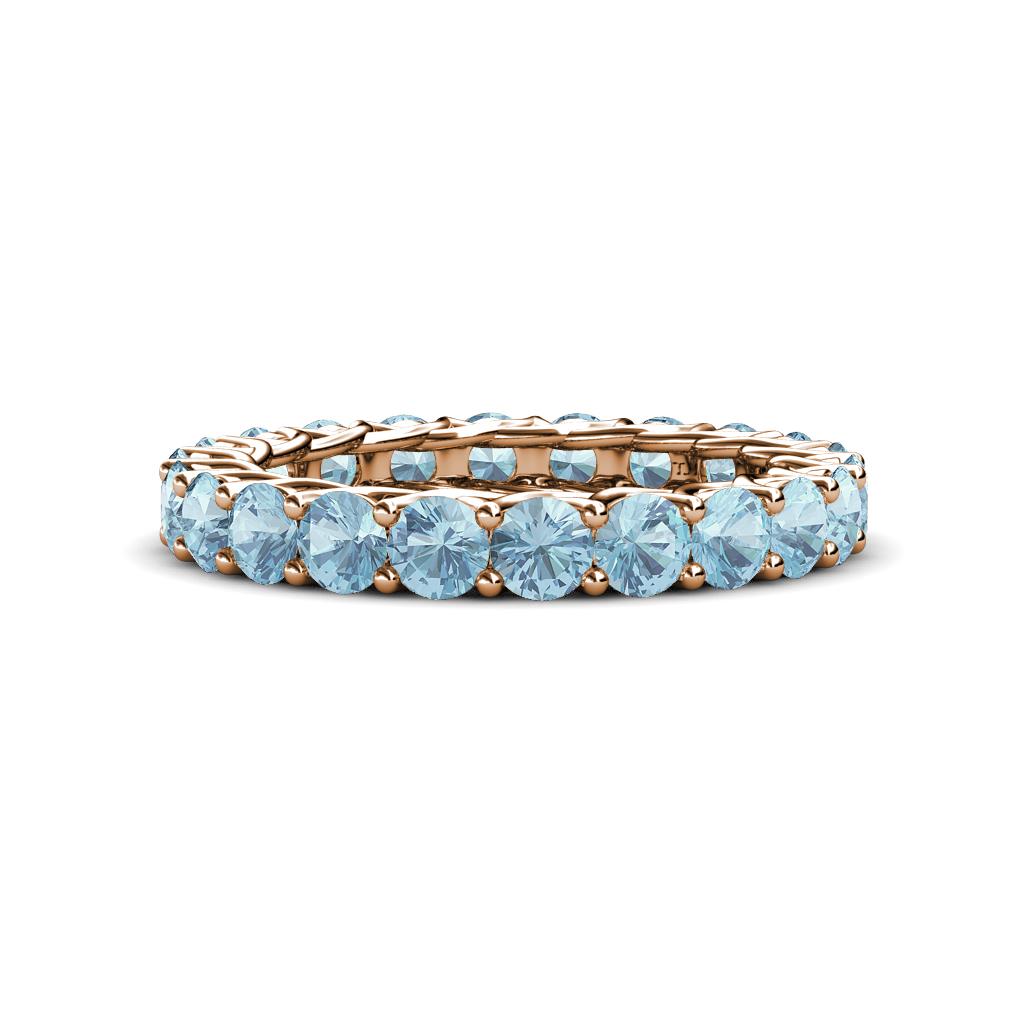 Lucida 3.40 mm Round Aquamarine U Prong Eternity Band 