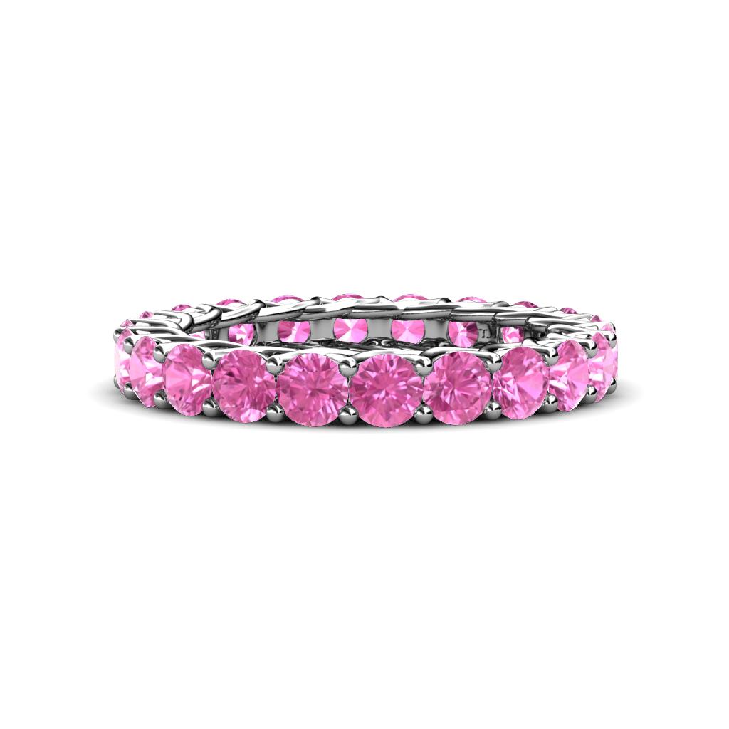Lucida 3.40 mm Round Pink Sapphire U Prong Eternity Band 