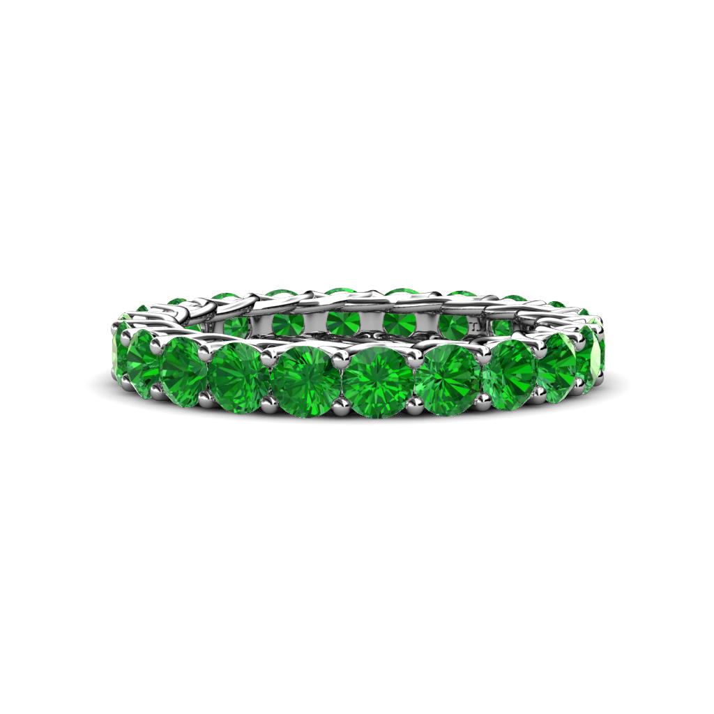Lucida 3.40 mm Round Green Garnet U Prong Eternity Band 
