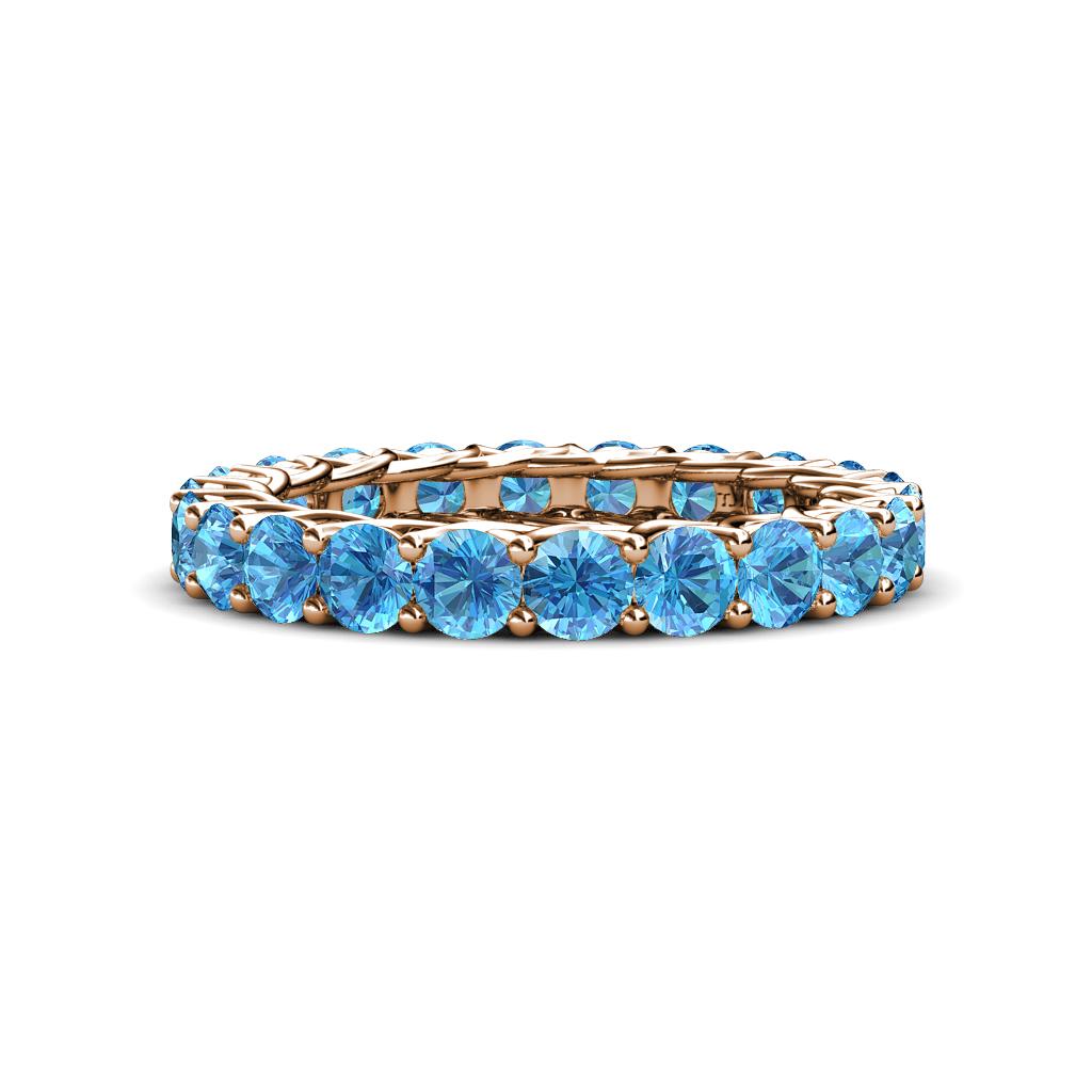 Lucida 3.40 mm Round Blue Topaz U Prong Eternity Band 