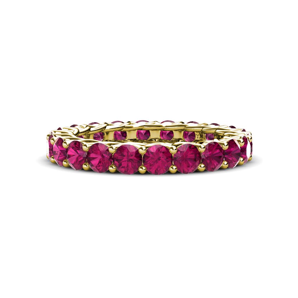 Lucida 3.40 mm Round Rhodolite Garnet U Prong Eternity Band 