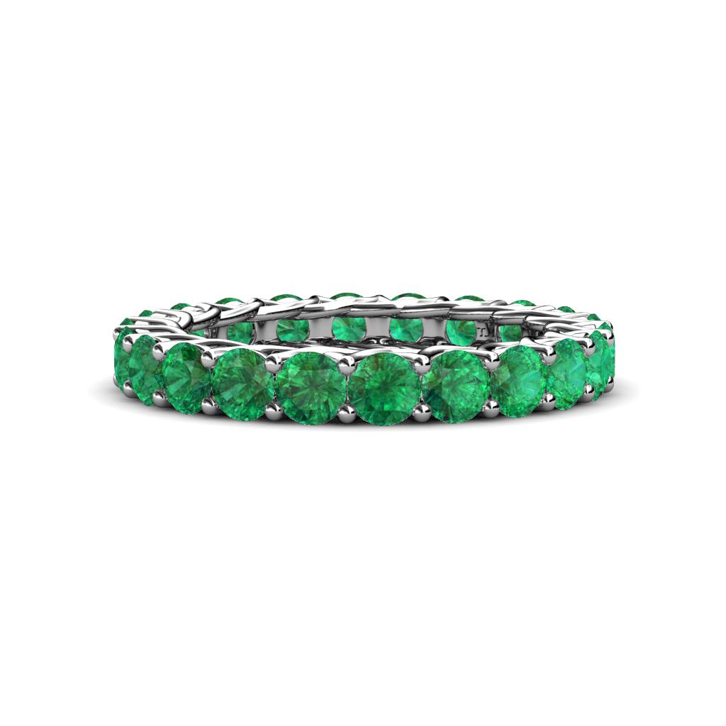 Lucida 3.40 mm Round Emerald U Prong Eternity Band 