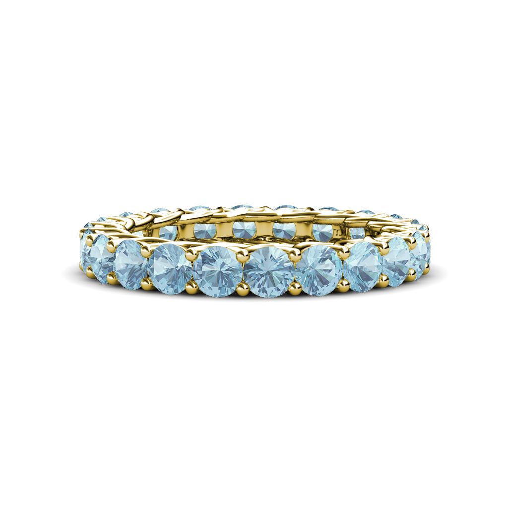 Lucida 3.40 mm Round Aquamarine U Prong Eternity Band 