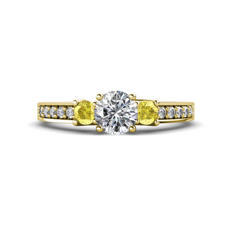 Valene Diamond and Yellow Sapphire Three Stone Engagement Ring 