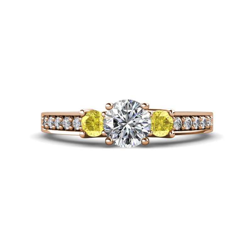 Valene Diamond and Yellow Sapphire Three Stone Engagement Ring 