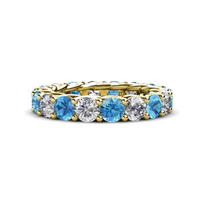 Lucida 4.00 mm Blue Topaz and Diamond Eternity Band 