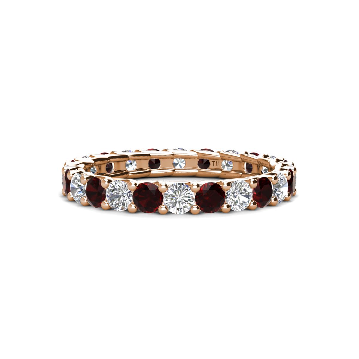 Laida 3.00 mm Red Garnet and Diamond Eternity Band 