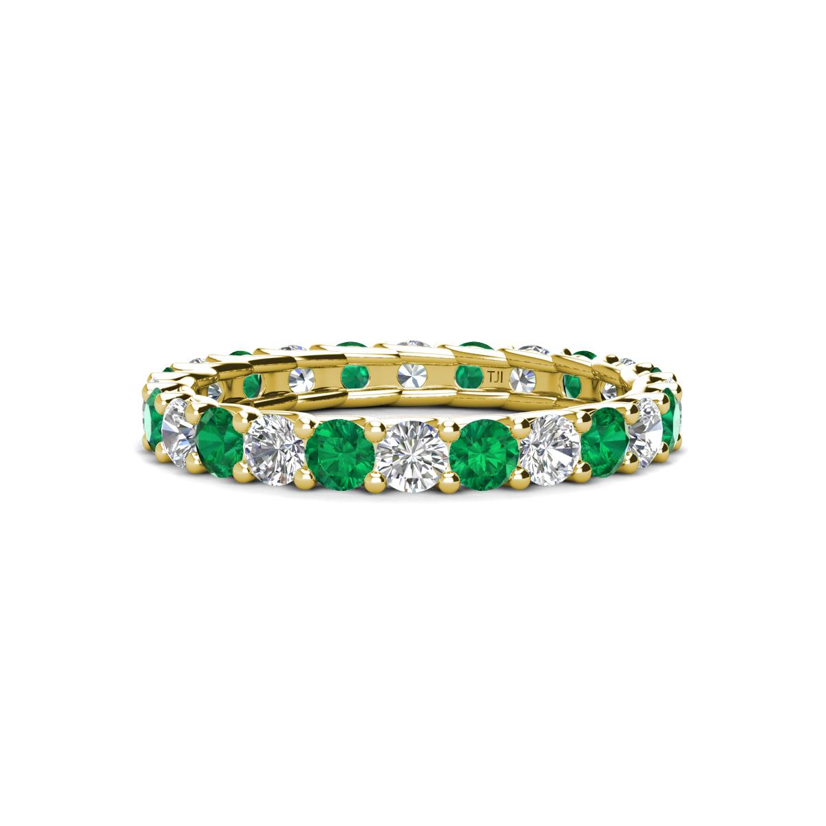 Laida 3.00 mm Emerald and Diamond Eternity Band 