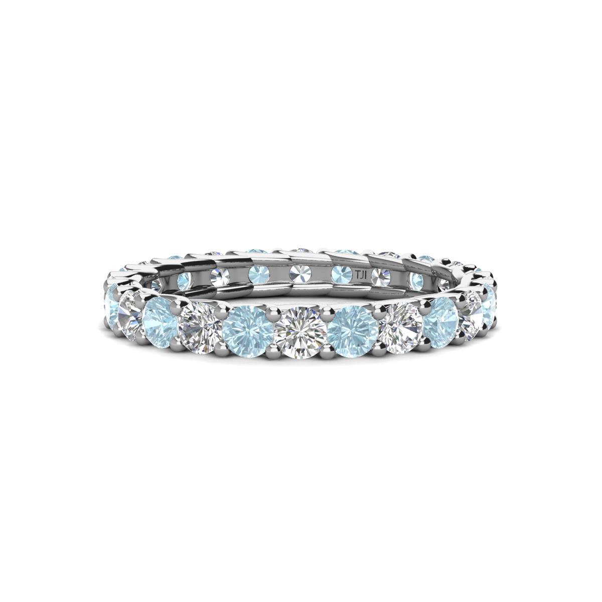 Laida 3.00 mm Aquamarine and Diamond Eternity Band 
