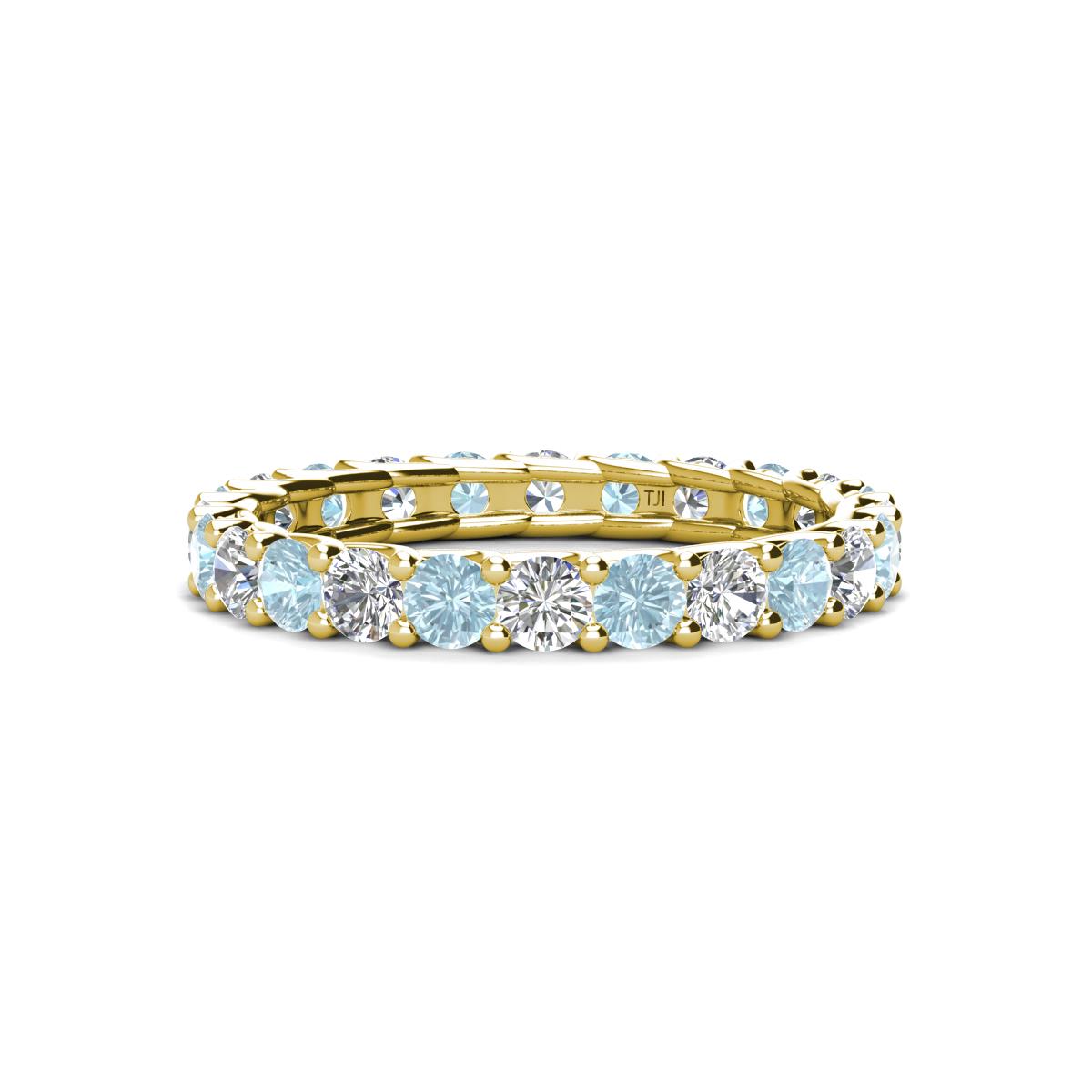 Laida 3.00 mm Aquamarine and Diamond Eternity Band 