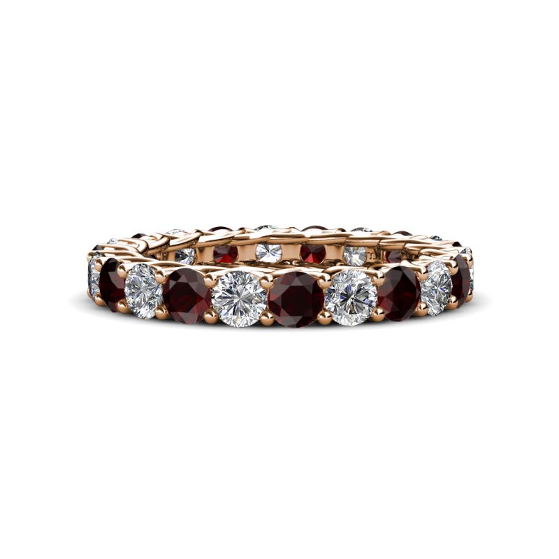 Lucida 3.40 mm Red Garnet and Diamond Eternity Band 