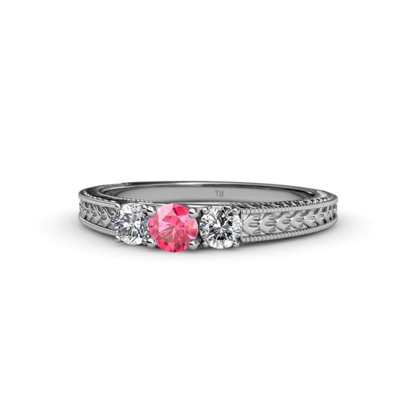 Reveka Pink Tourmaline and Diamond Three Stone Engagement Ring 