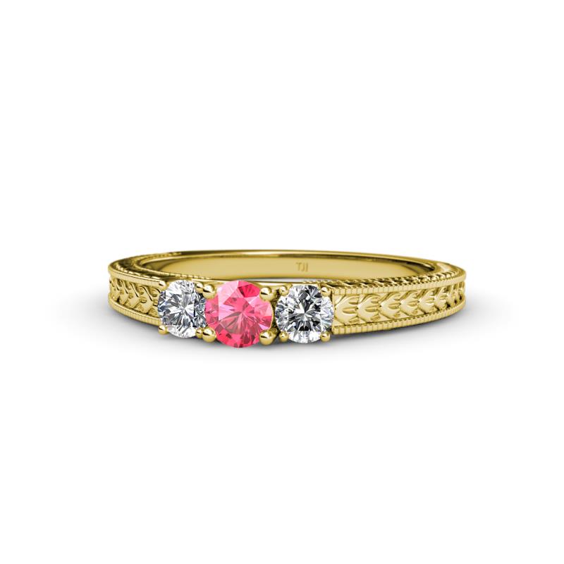 Reveka Pink Tourmaline and Diamond Three Stone Engagement Ring 