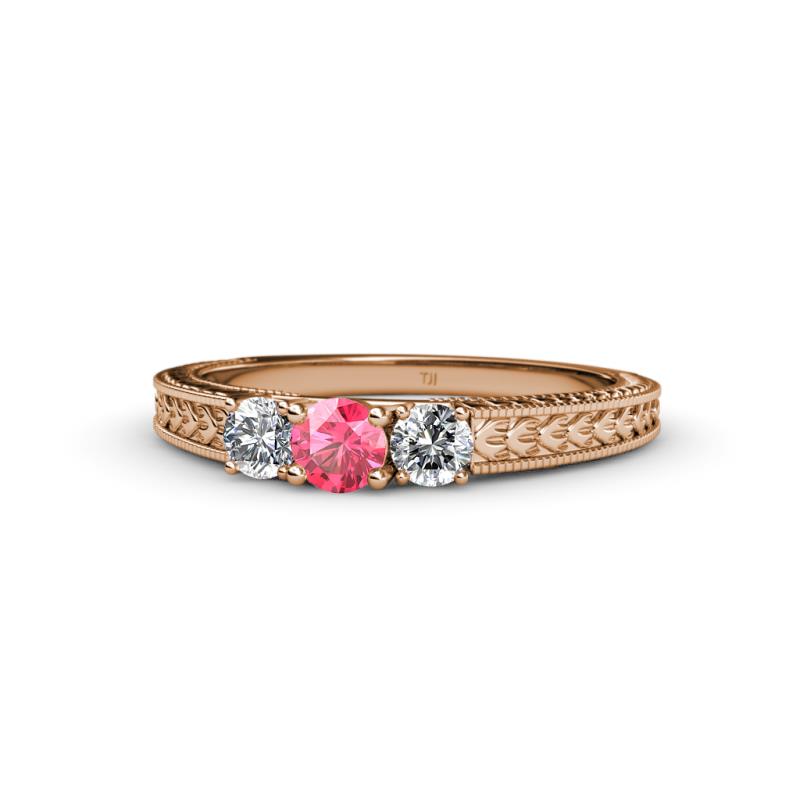 Reveka Pink Tourmaline and Diamond Three Stone Engagement Ring 
