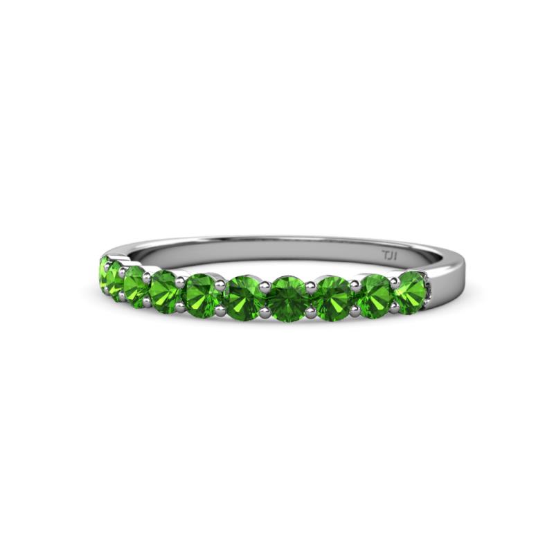 Clara 2.70 mm Green Garnet 10 Stone Wedding Band 