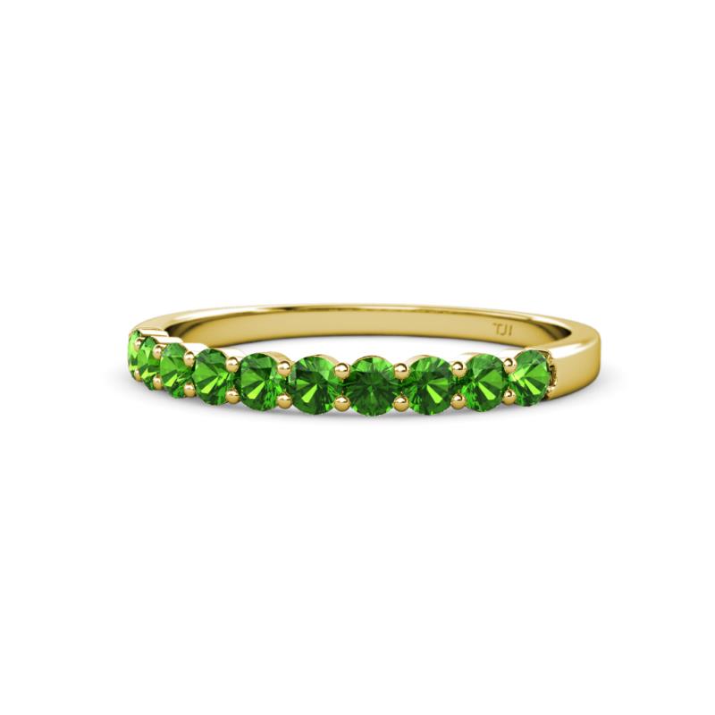 Clara 2.70 mm Green Garnet 10 Stone Wedding Band 