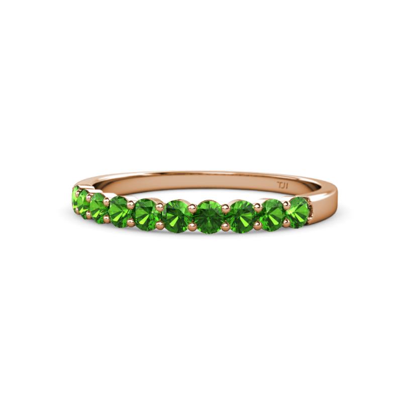 Clara 2.70 mm Green Garnet 10 Stone Wedding Band 