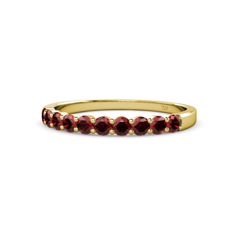 Clara 2.70 mm Red Garnet 10 Stone Wedding Band 