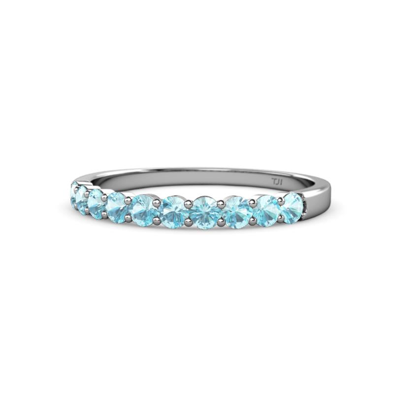 Clara 2.70 mm Aquamarine 10 Stone Wedding Band 
