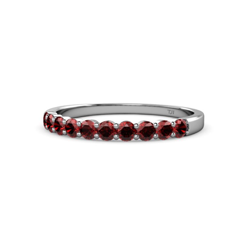 Clara 2.70 mm Red Garnet 10 Stone Wedding Band 