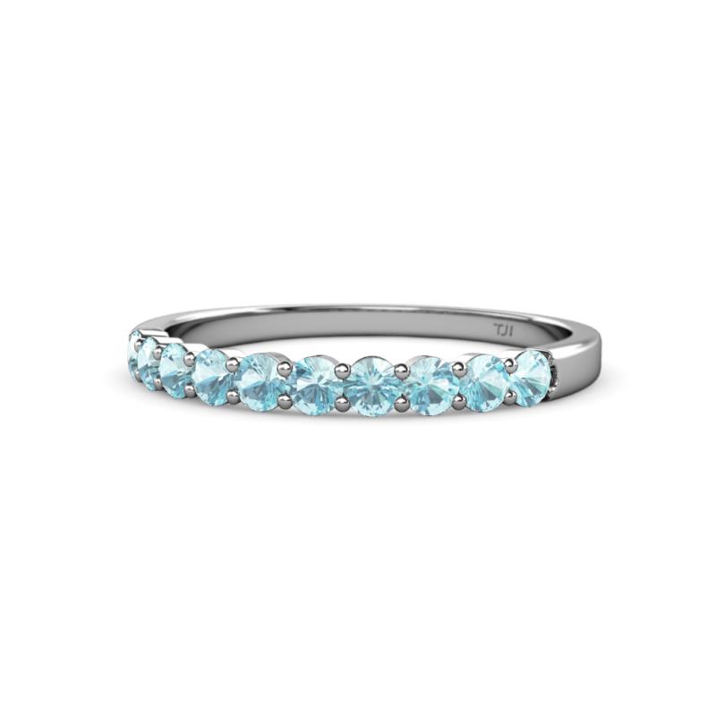 Clara 2.70 mm Aquamarine 10 Stone Wedding Band 