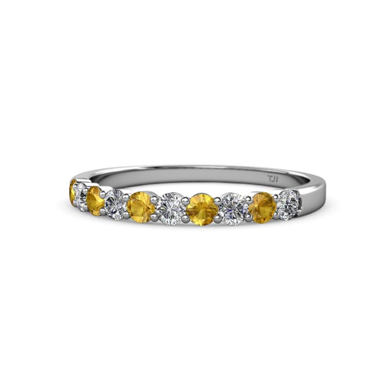 Clara 2.70 mm Citrine and Diamond 10 Stone Wedding Band 