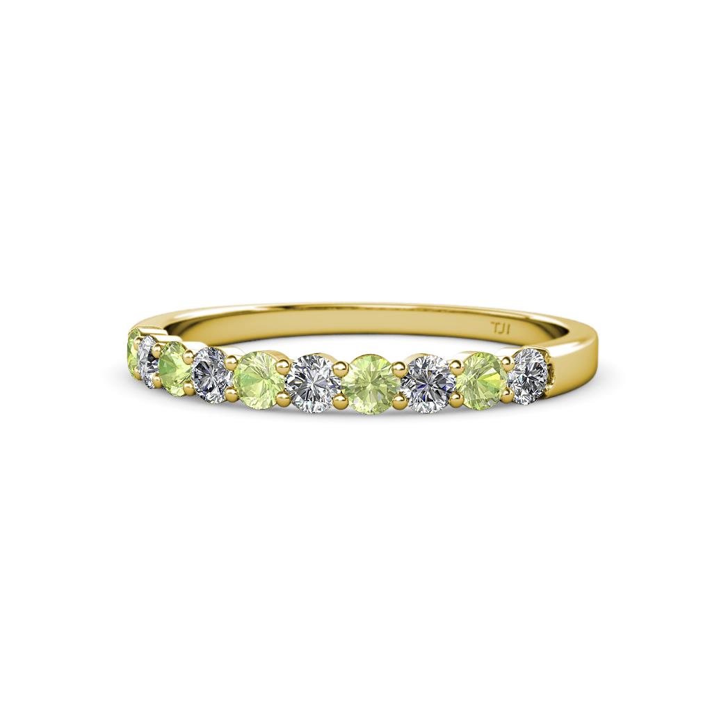 Clara 2.70 mm Peridot and Diamond 10 Stone Wedding Band 