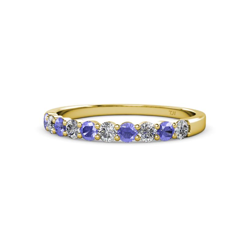 Clara 2.70 mm Tanzanite and Diamond 10 Stone Wedding Band 