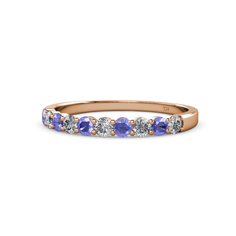 Clara 2.70 mm Tanzanite and Diamond 10 Stone Wedding Band 