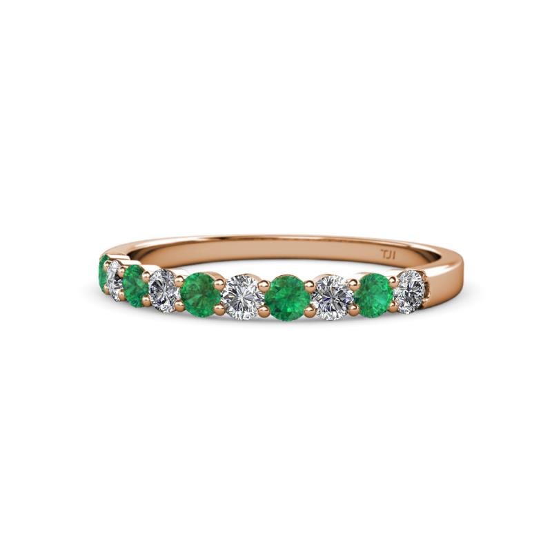Clara 2.70 mm Emerald and Diamond 10 Stone Wedding Band 