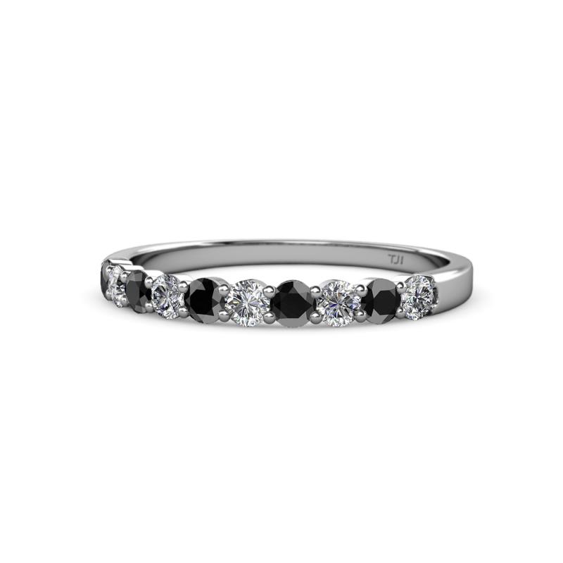 Clara 2.70 mm Black and White Diamond 10 Stone Wedding Band 