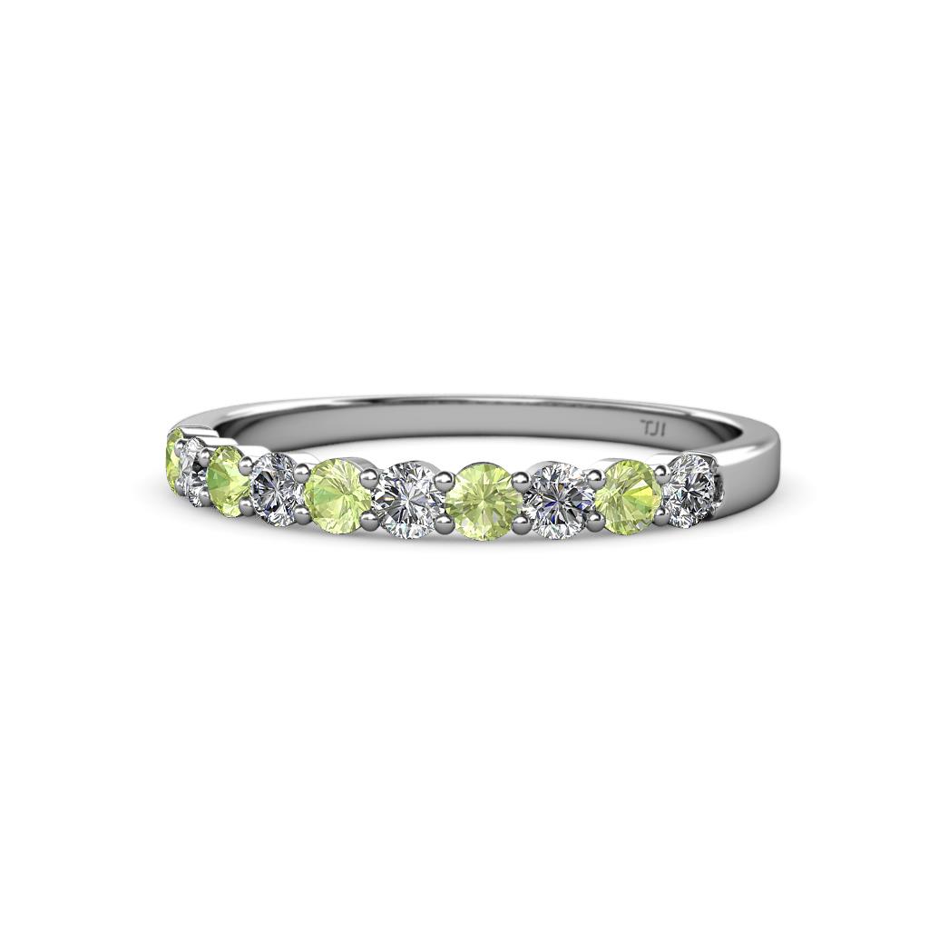 Clara 2.70 mm Peridot and Diamond 10 Stone Wedding Band 