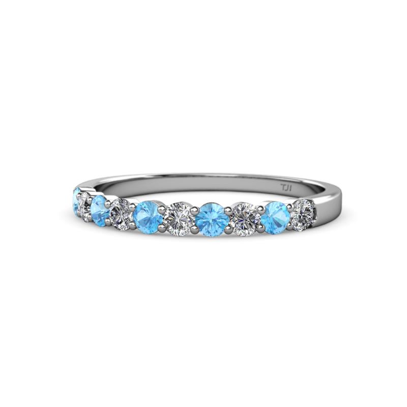 Clara 2.70 mm Blue Topaz and Diamond 10 Stone Wedding Band 