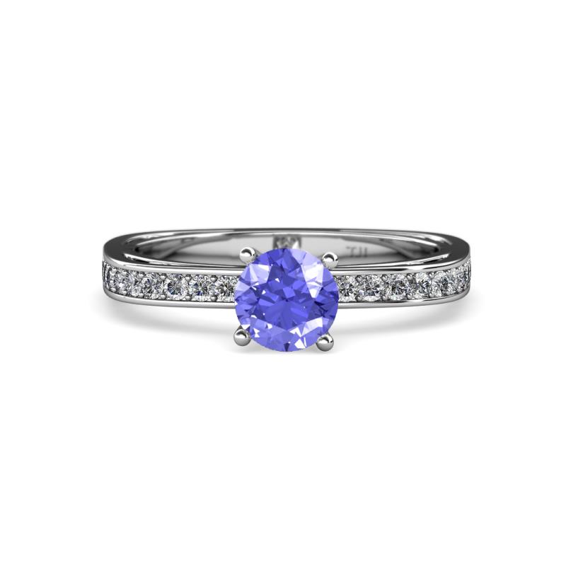 Inez Tanzanite and Diamond Euro Shank Bridal Set Ring 