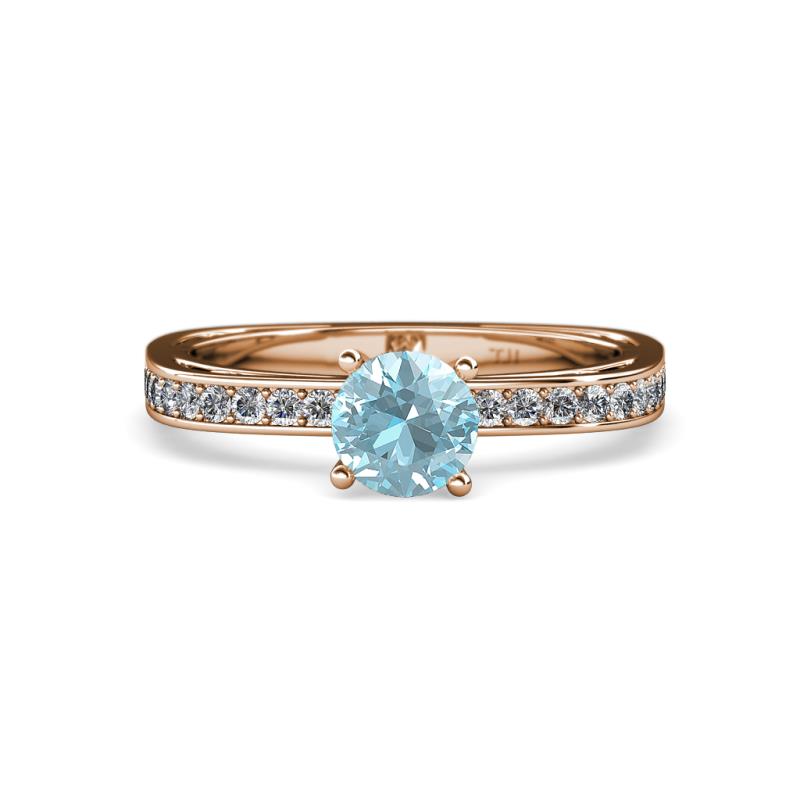 Inez Aquamarine and Diamond Euro Shank Bridal Set Ring 