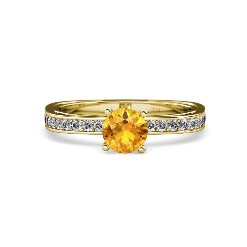 Inez Citrine and Diamond Euro Shank Bridal Set Ring 