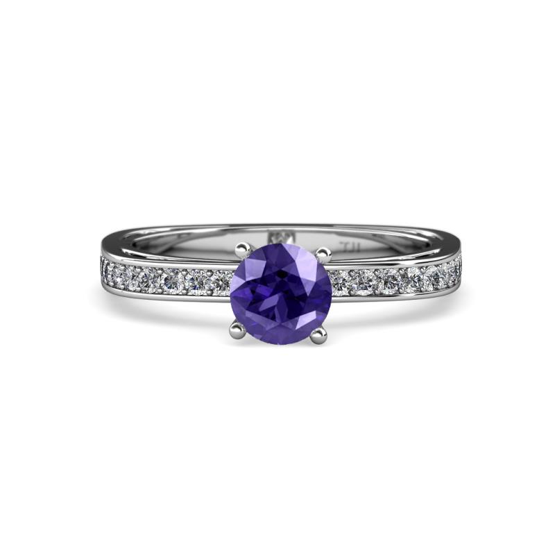 Inez Iolite and Diamond Euro Shank Bridal Set Ring 